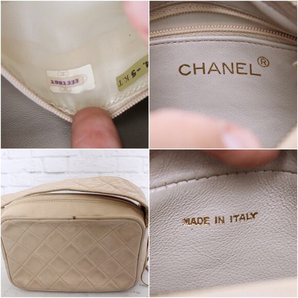 Chanel CC Cream Quilted Lambskin Leather Camera Bag Shoulder A5536Crossbody - Picture 2 of 11